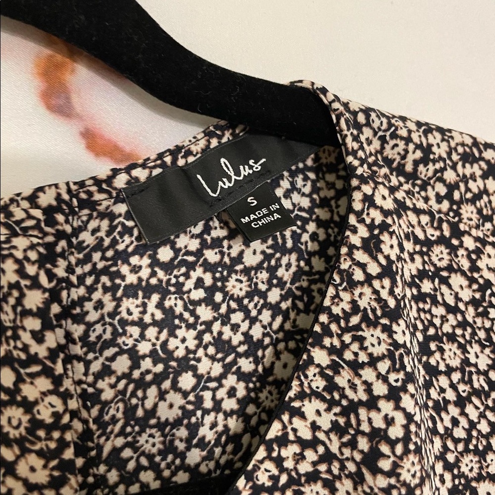 Lulu's Black and Cream Mini Dress - Floral Print